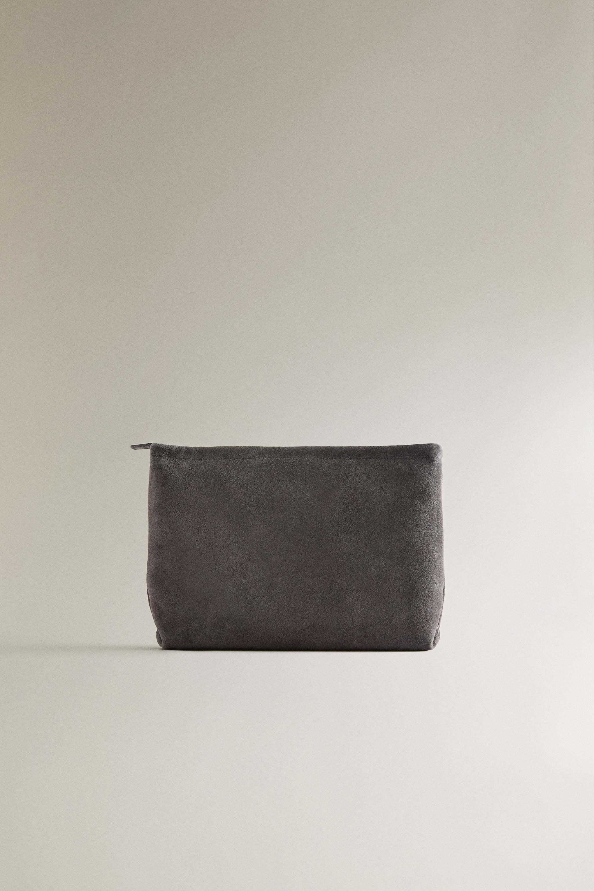 LARGE SPLIT SUEDE MAKEUP BAG