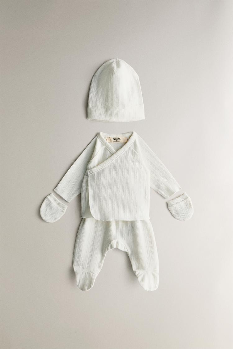 CONJUNTO PRIMEIRA MUDA ROUPA BEBÉ Branco-marfim ZARA Portugal