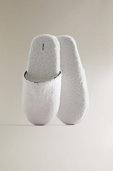 TERRY BATHROOM SLIPPERS WITH TRIM - White by Zara - Image 3