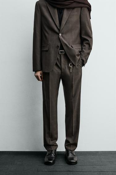 CHECK SUIT TROUSERS - Dark brown by Zara