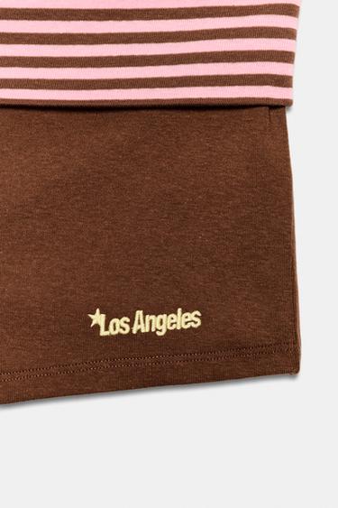 MINI SHORTS WITH STRIPED WAIST - Brown by Zara - Image 7