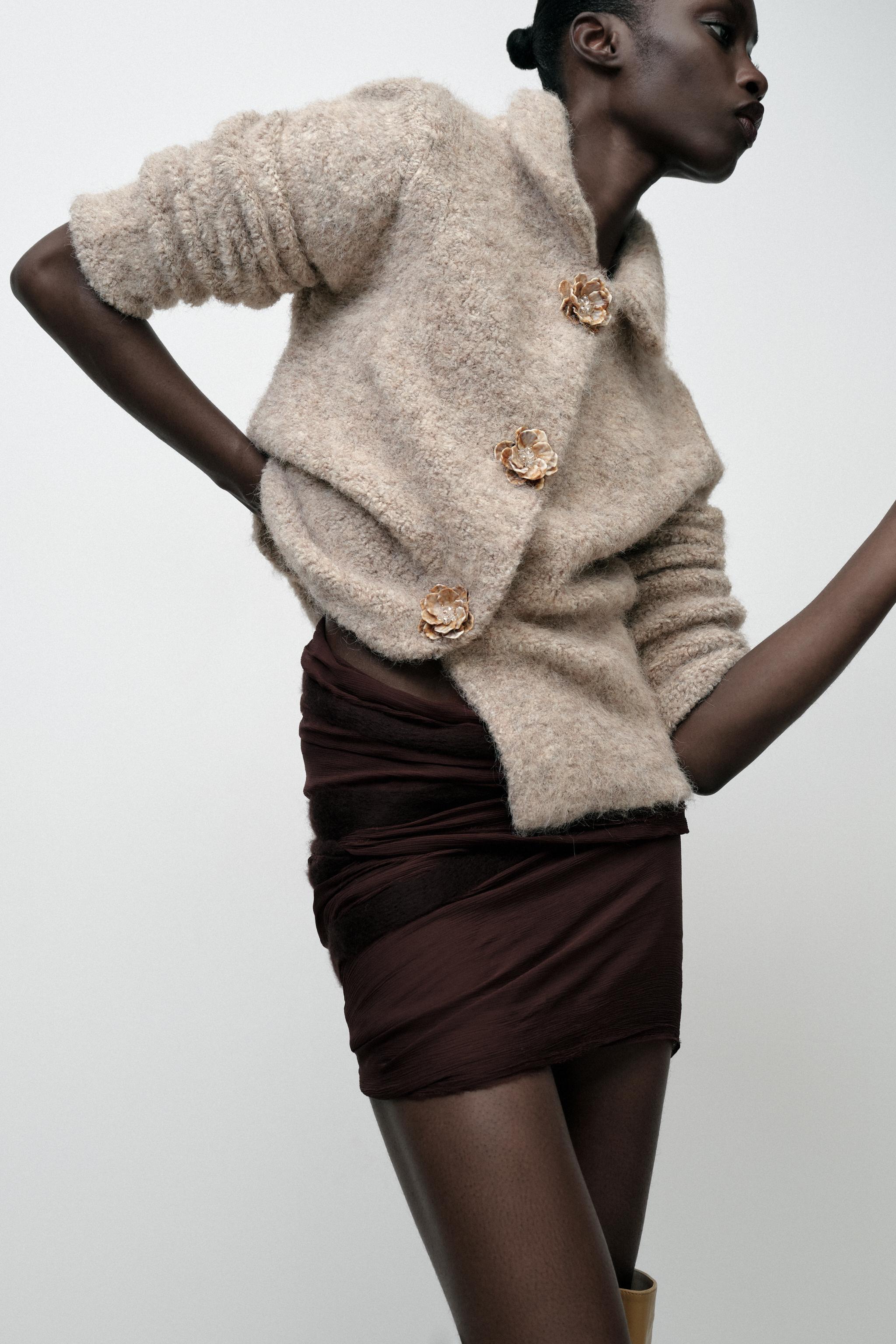 Fur sleeve sweater zara hotsell