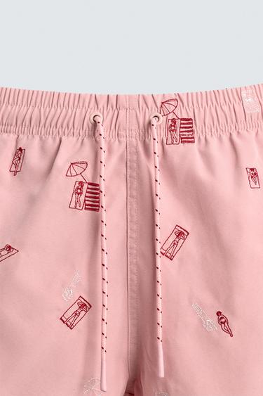 COMBINED EMBROIDERED MEDIUM SWIMMING TRUNKS - Pink by Zara - Image 8