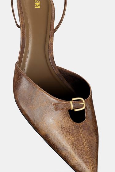 CHAUSSURES OUVERTES À L'ARRIÈRE AVEC BOUCLE - Marron de Zara - Image 1