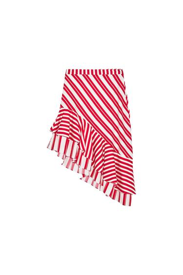 STRIPED SKIRT WITH FRILL