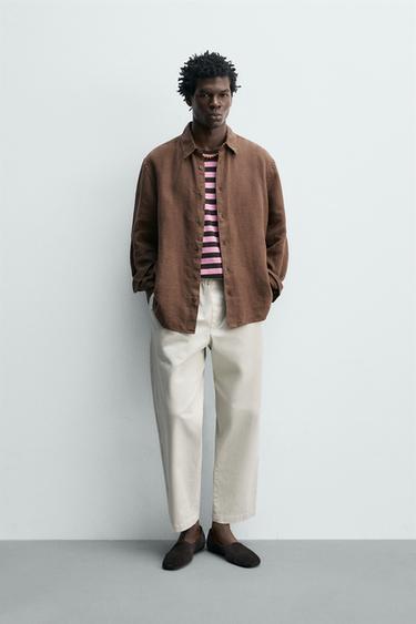 RELAXED FIT CHINO NADRÁG – Szürke cirmos a ZARA-tól