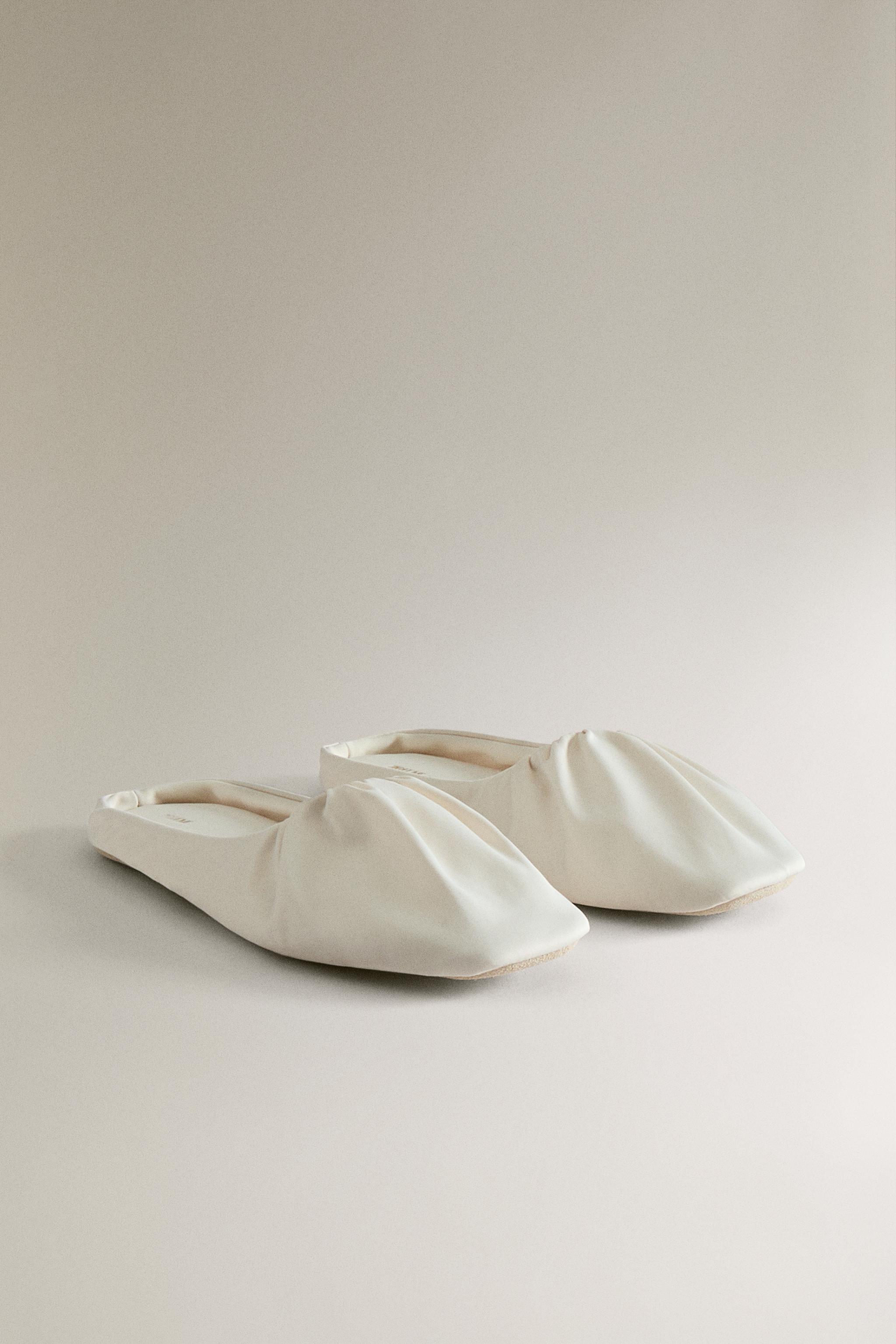 PLEATED SATEEN MULE SLIPPERS