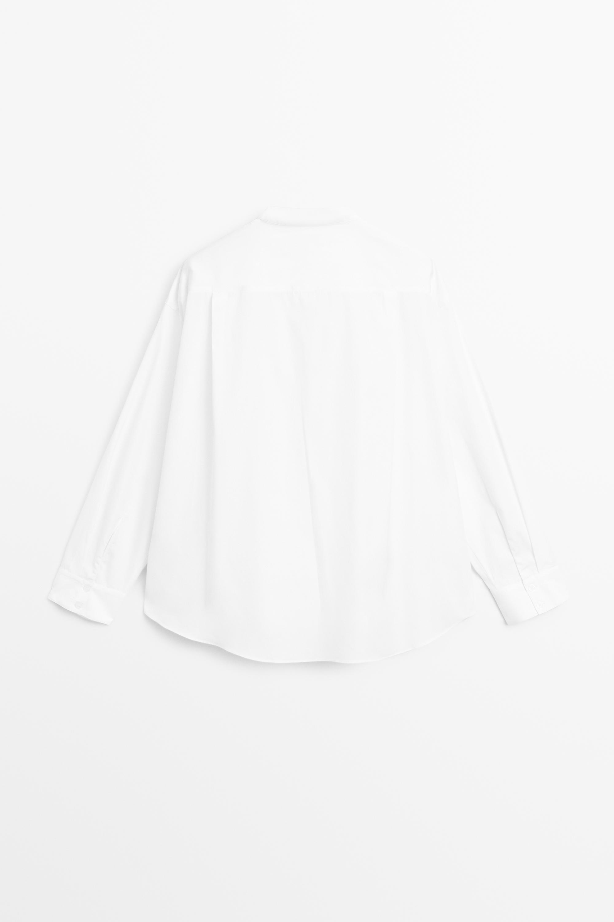 Poplin shirt with stand collar