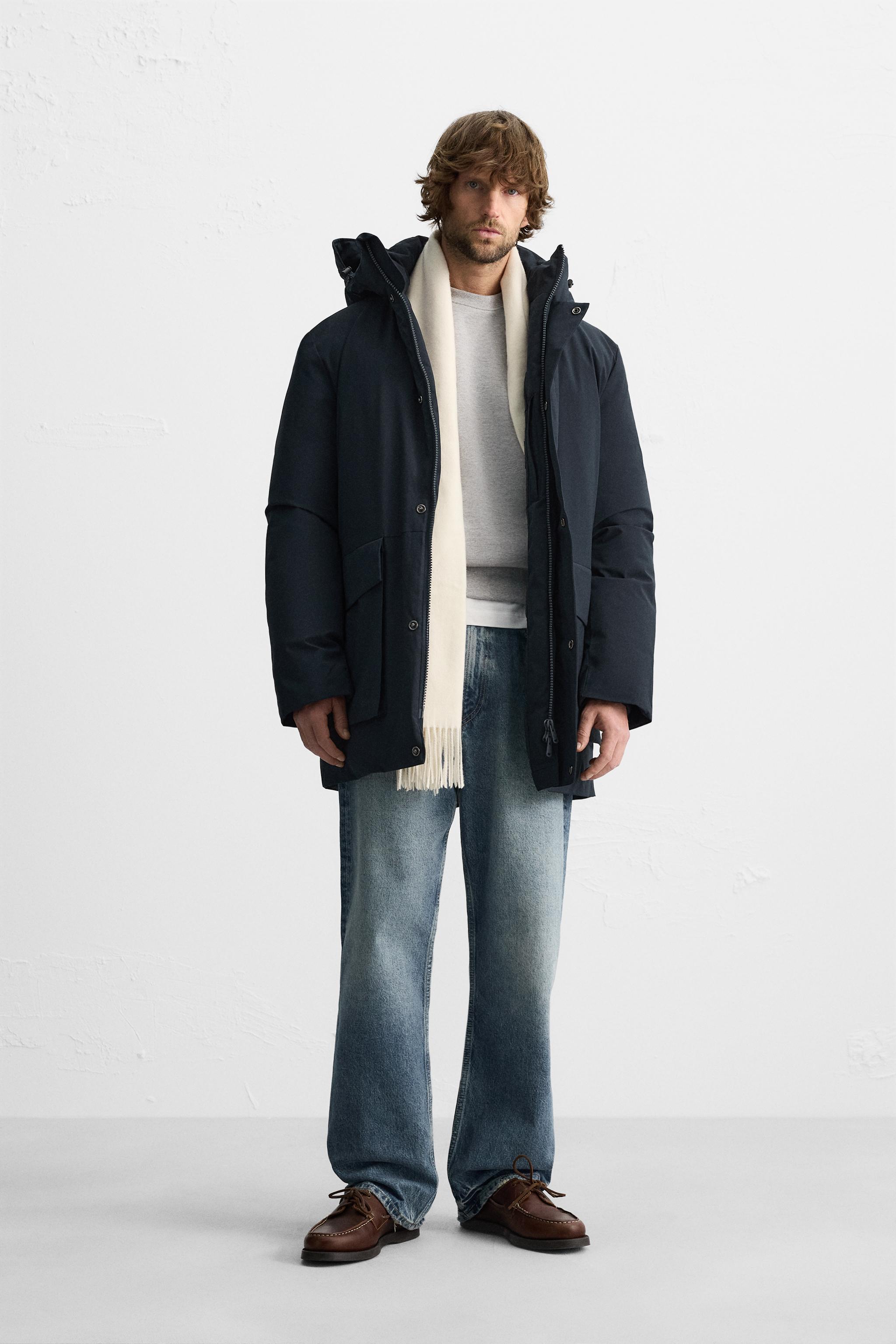 Quilted parka with hood zara on sale