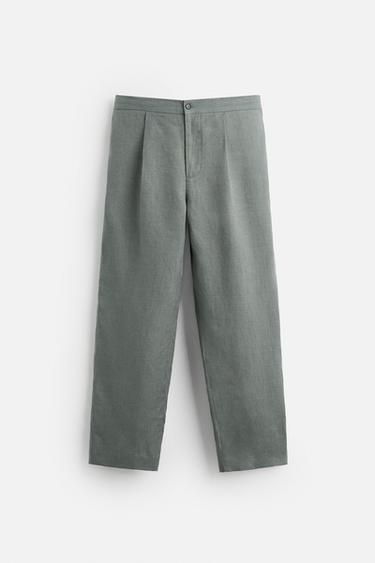 100% LINEN SUIT TROUSERS - washed green by Zara - Image 5