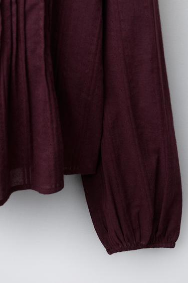 TEXTURED ROMANTIC SHIRT - Burgundy by Zara - Image 3