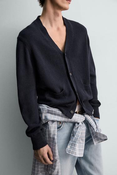 CARDIGAN COTON ET LIN - Bleu marine de Zara - Image 6