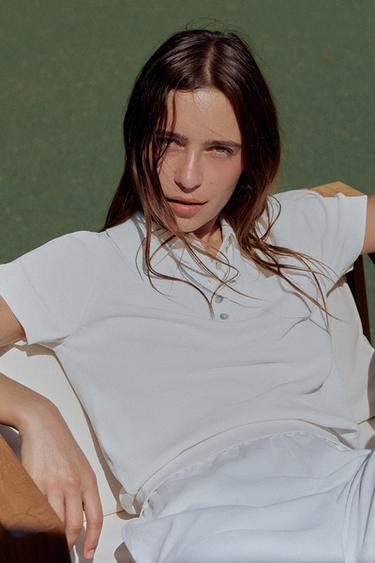 SHORT SLEEVE KNIT POLO SHIRT - White by Zara