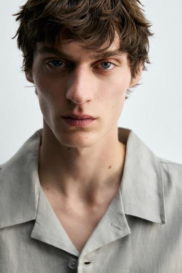 RELAXED FIT 100% LINEN SHIRT - Light grey by Zara