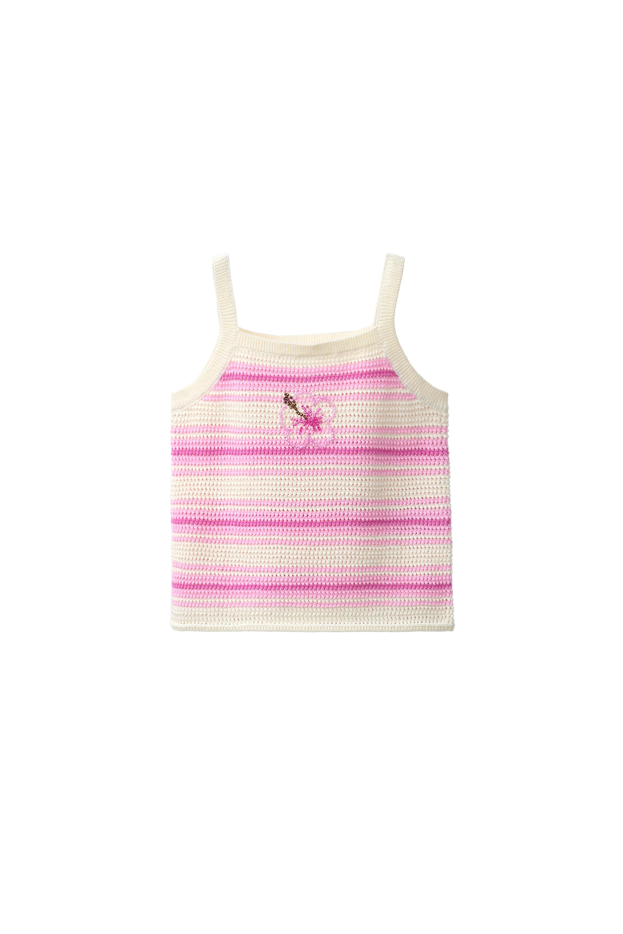 トップス c... HIBISCUS STRIPED KNIT TOP - Pinks | ZARA United States