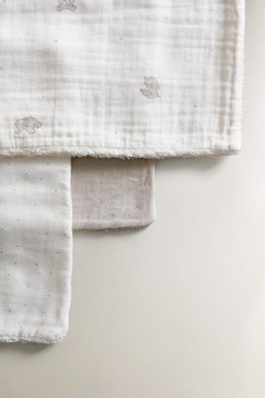 MINISERVIETTE DE BAIN BÉBÉ ÉLÉPHANT (LOT DE 3) - Blanc cassé de Zara - Image 3