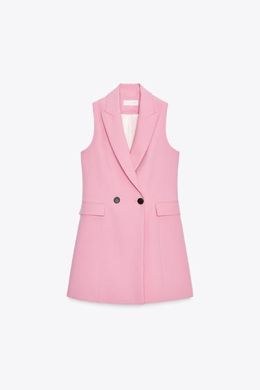 Zara DOUBLE-BREASTED WAISTCOAT DRESS - Light fuchsia