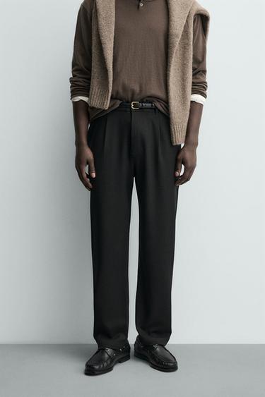 COMFORT STRAIGHT-LEG TROUSERS - Black by Zara