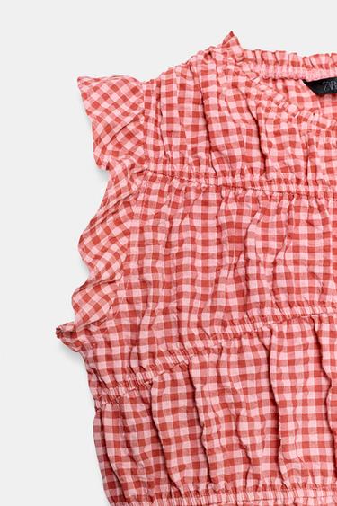 GINGHAM GATHERED TOP - White / Red by Zara - Image 8