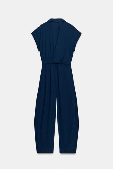 COMBINAISON LONGUE AVEC CEINTURE - Bleu marine de Zara - Image 6