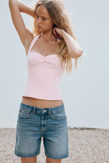 برمودا دنيم عادي TRF خصر متوسط - أزرق الخاص بـ Zara
