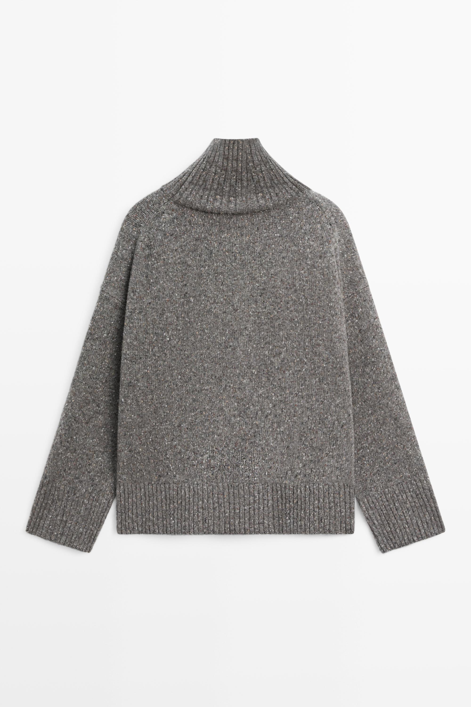 Wool blend turtleneck knit sweater