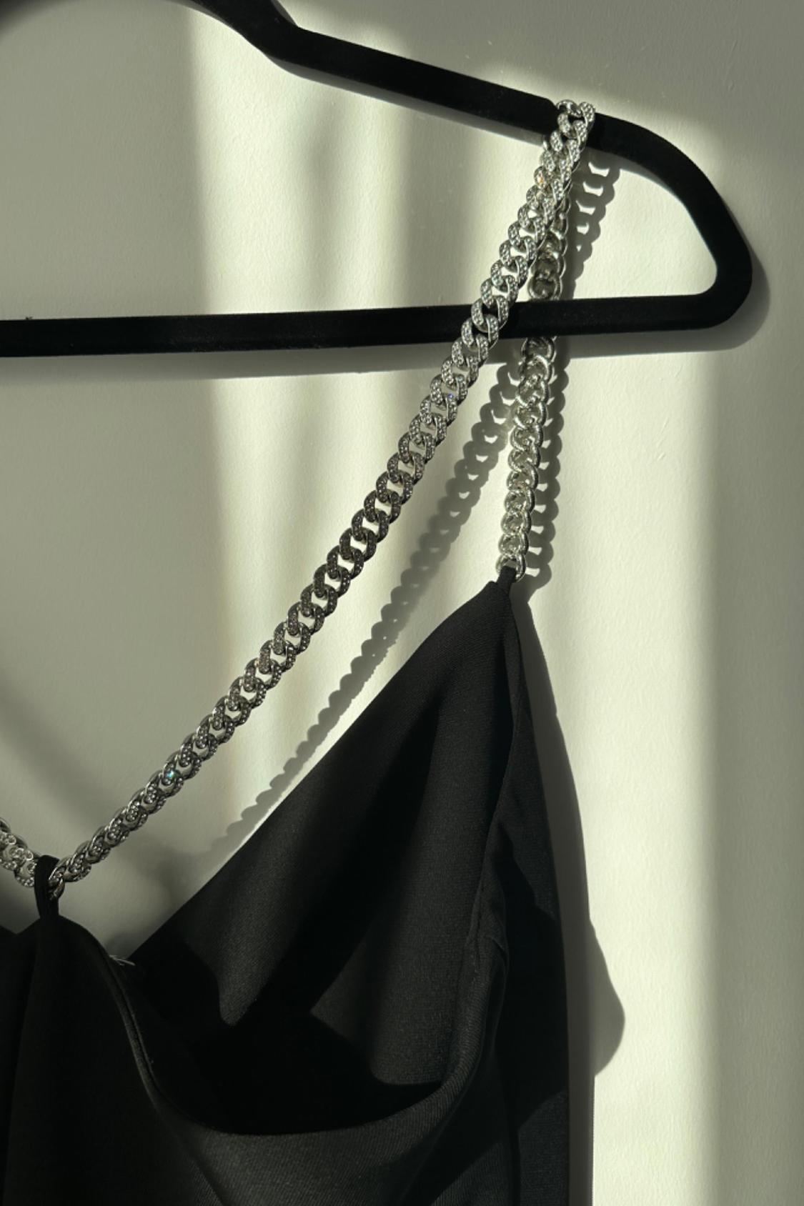 NEW BLACK DRESS WITH RHINESTONES STRAPS - Image 5