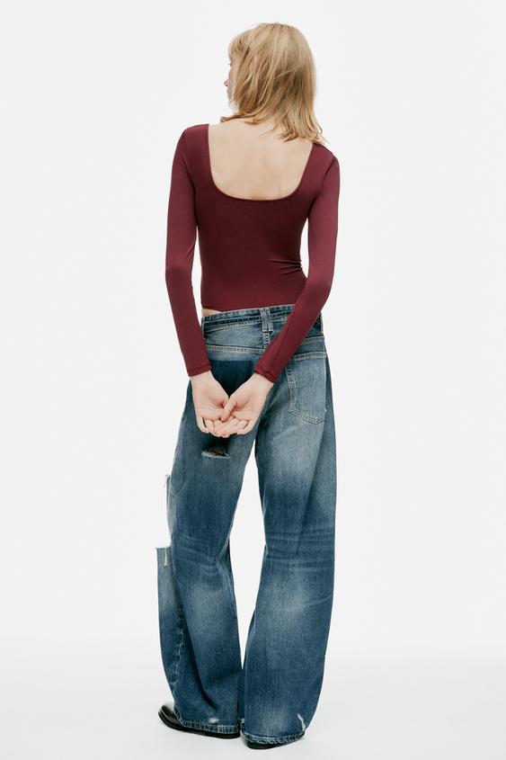 BODY EN POLYAMIDE À ENCOLURE CARRÉE - Vin de Zara - Image 4