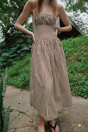 ROBE RAYÉE BIMATIÈRE EN POPELINE - rayures de Zara - Image 2