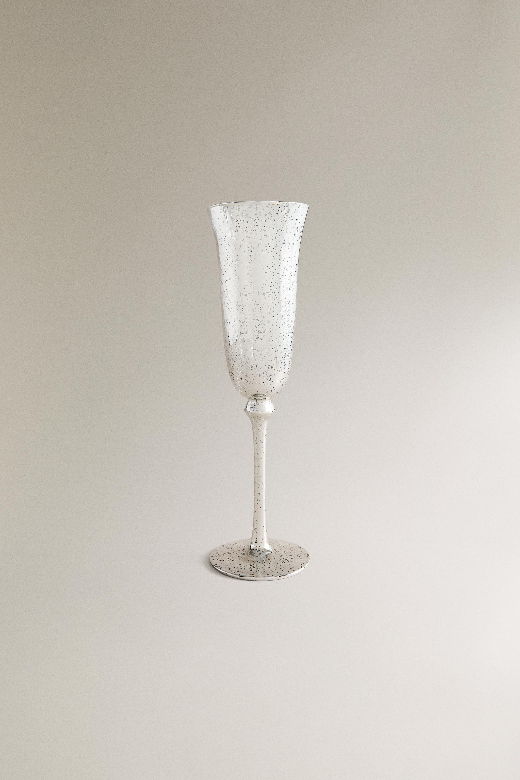 MERCURIZED GLASS CHRISTMAS FLUTE GLASS