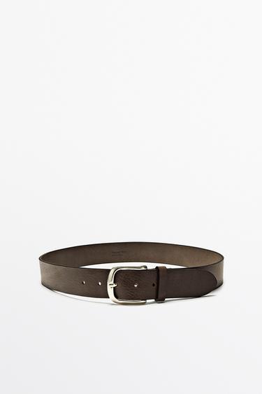 Zara Nappa leather belt with arched buckle - Black gold
