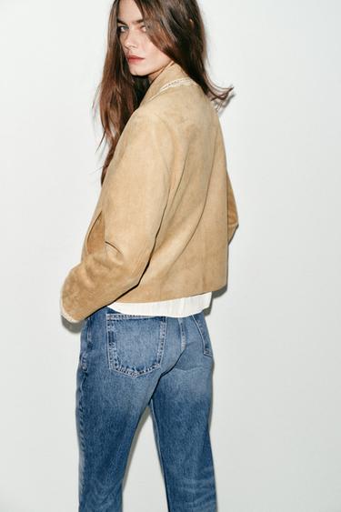 FAUX SUEDE JACKET - Beige by Zara - Image 6