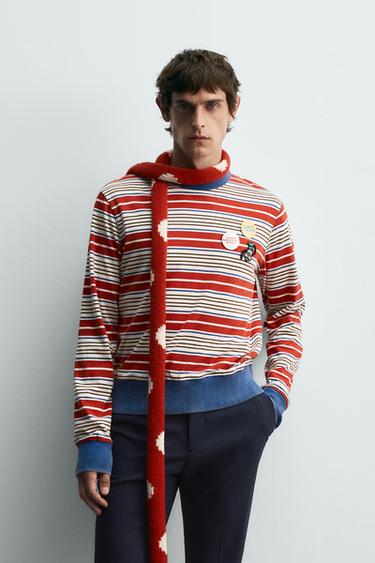 Zara HARRY LAMBERT FOR ZARA X DISNEY 條紋 T 恤 - 紅色/海藍色