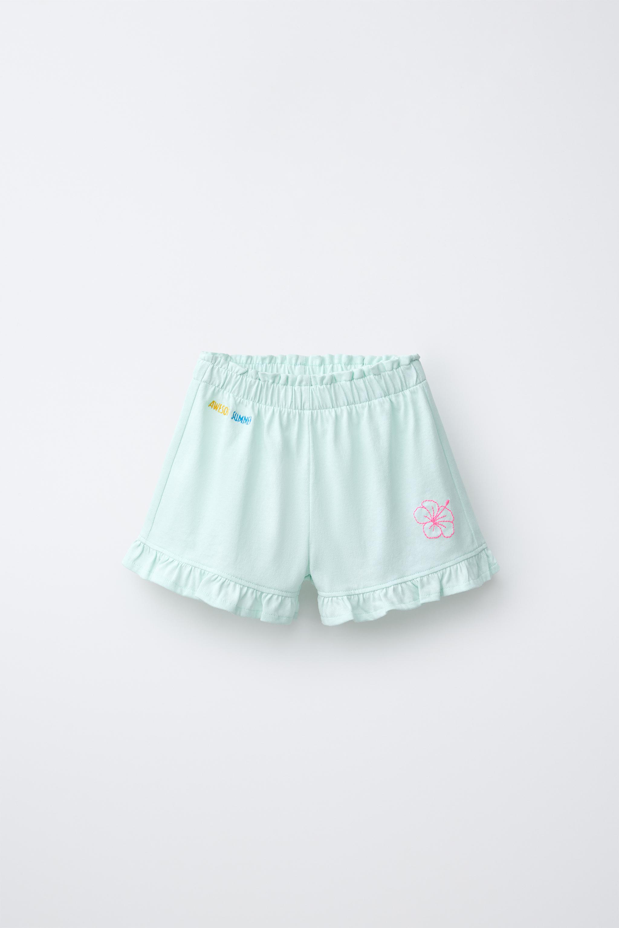 TROPICAL PRINT RUFFLE HEM SHORTS - Ecru | ZARA United States