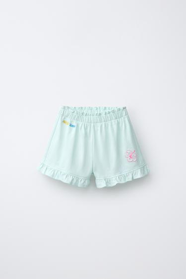 BERMUDA VOLANTITO ESTAMPADO TROPICALES - Verde agua de Zara