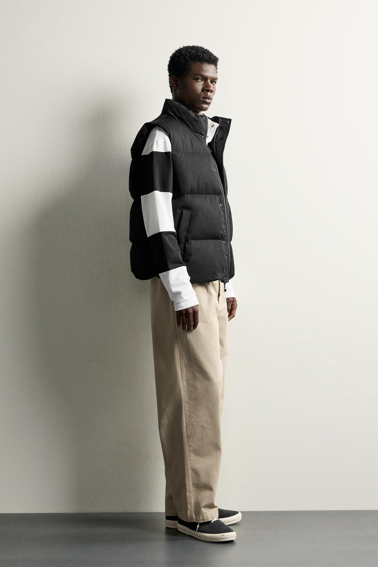 Мужской жилет Zara Regular Fit Quilted Vest, цвет: Чёрный — фото 4