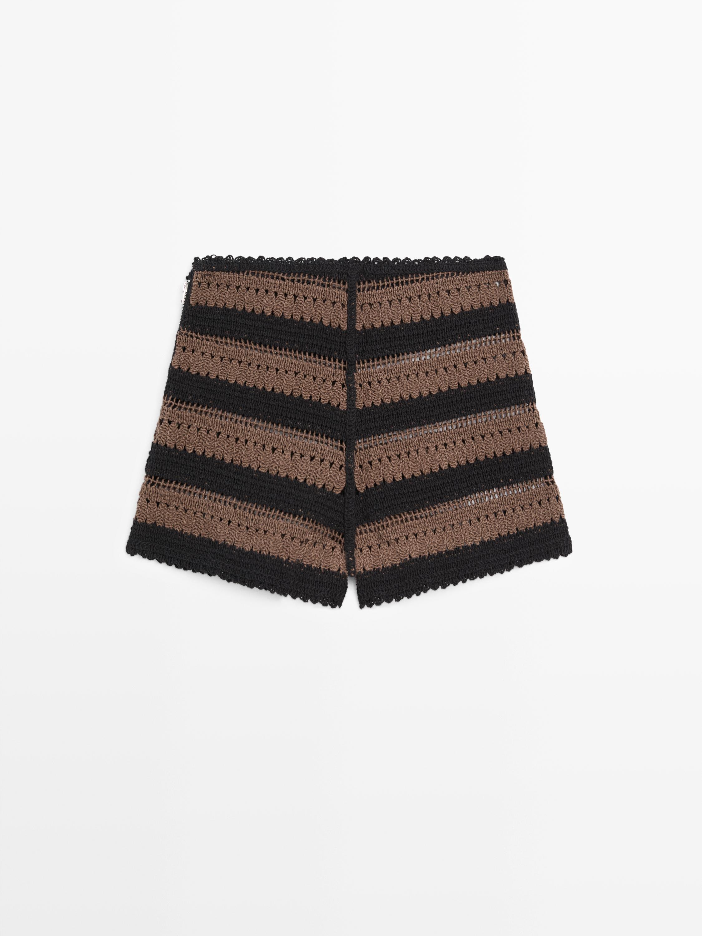 Short à rayures crochet en coton