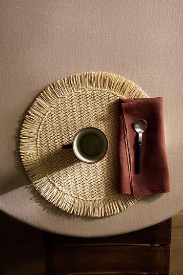 FRINGED PAPER PLACEMAT (PACK OF 2) - Light beige by Zara