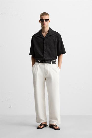 SKJORTE MED GEOMETRISK BRODERI - Sort fra Zara