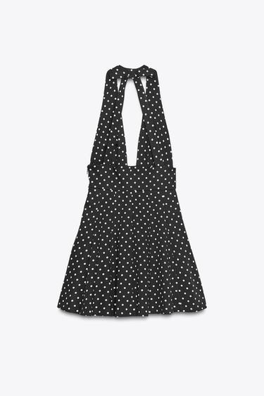 POLKA DOT HALTER SHORT DRESS - Black / White by Zara - Image 4