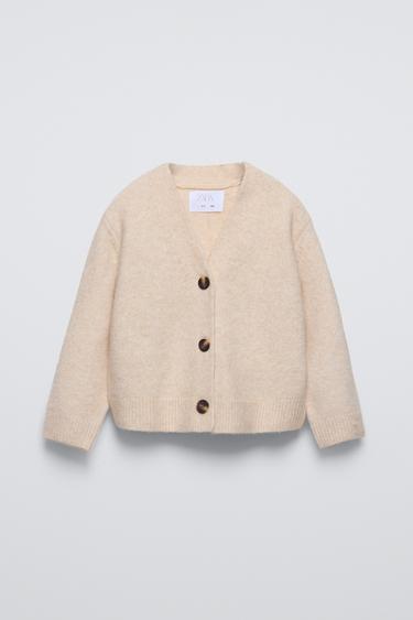 Zara SMOOTH KNIT JACKET - Light beige