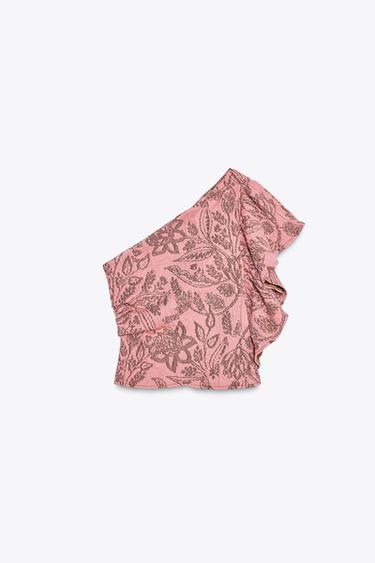 ASYMMETRIC JACQUARD TOP - Pink by Zara - Image 6