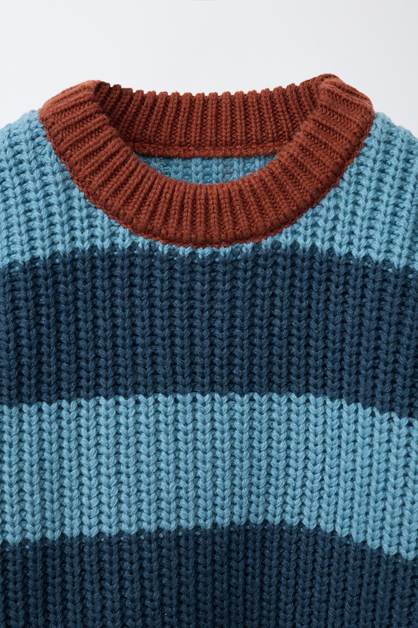 Детский свитер Zara Striped Knit, цвет: Синий — фото 3