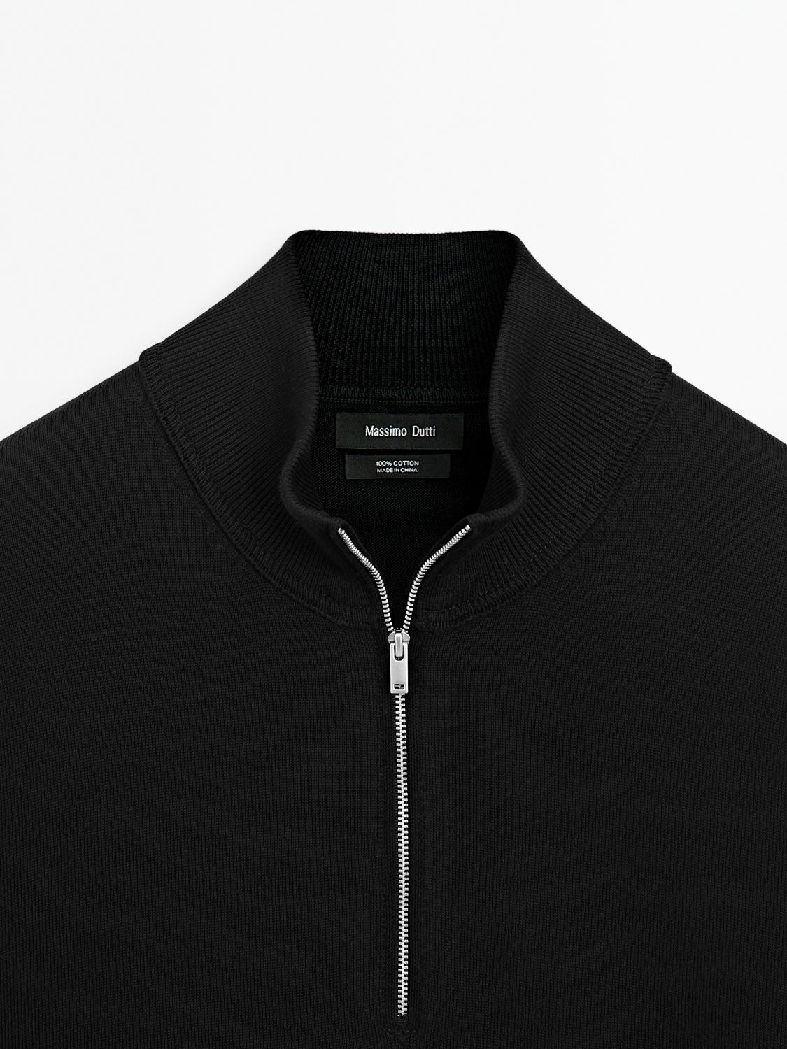 Mock neck knit sweater with zip