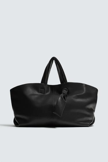 BOLSO SHOPPER PIEL - Negro de Zara