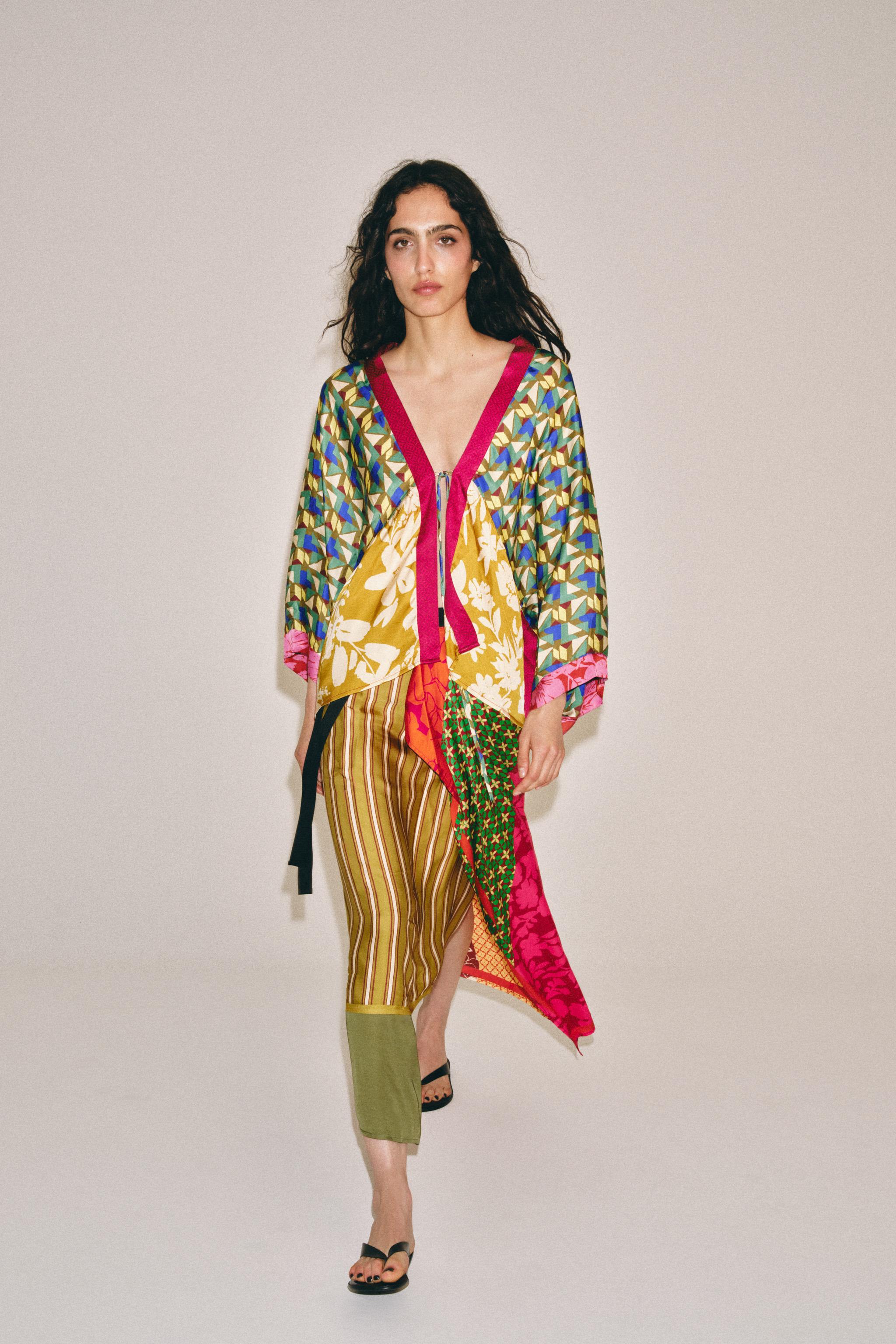 Женские топы Zara FLORAL AND STRIPED PRINT PAREO SCARF — фото 5