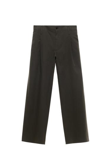 HOSE MIT ZIERFALTEN AUS BAUMWOLLE UND VISKOSE - Dunkles Khaki von Zara