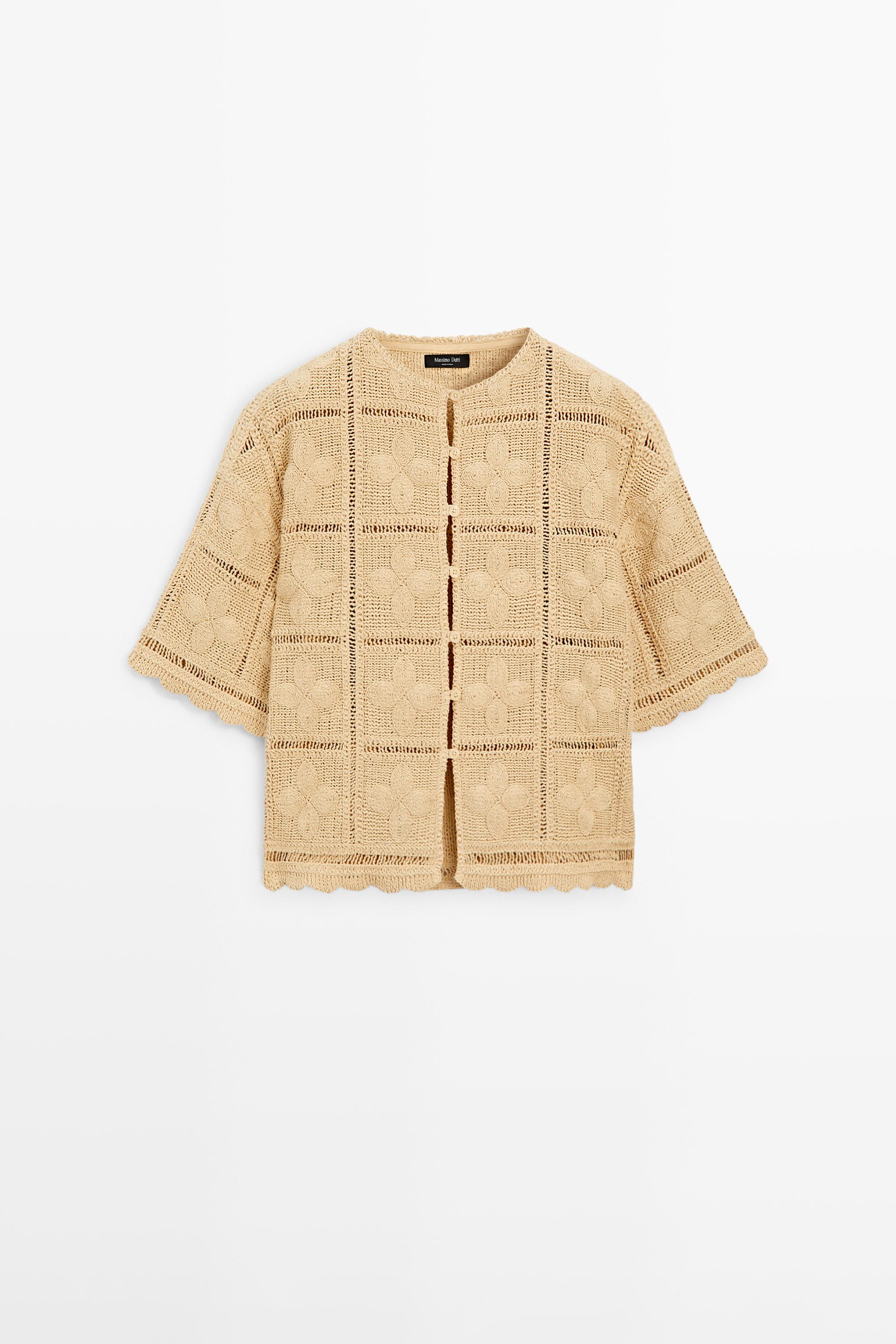 Veste en maille ajourée et crochet