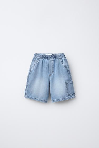 BAGGY CARPENTER DENIM BERMUDA SHORTS - Blue by Zara