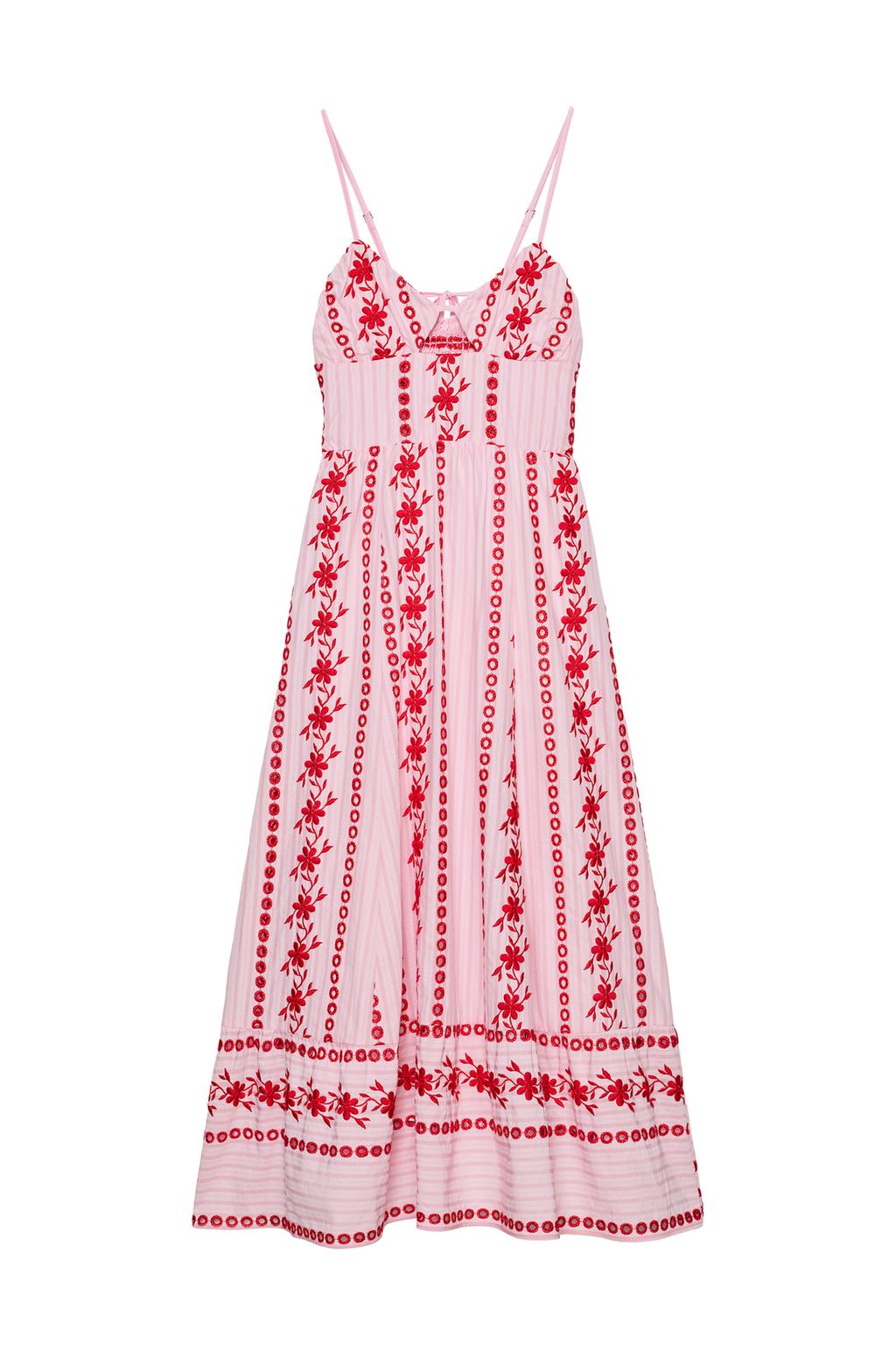 EMBROIDERED EYELET MIDI DRESS - image 3